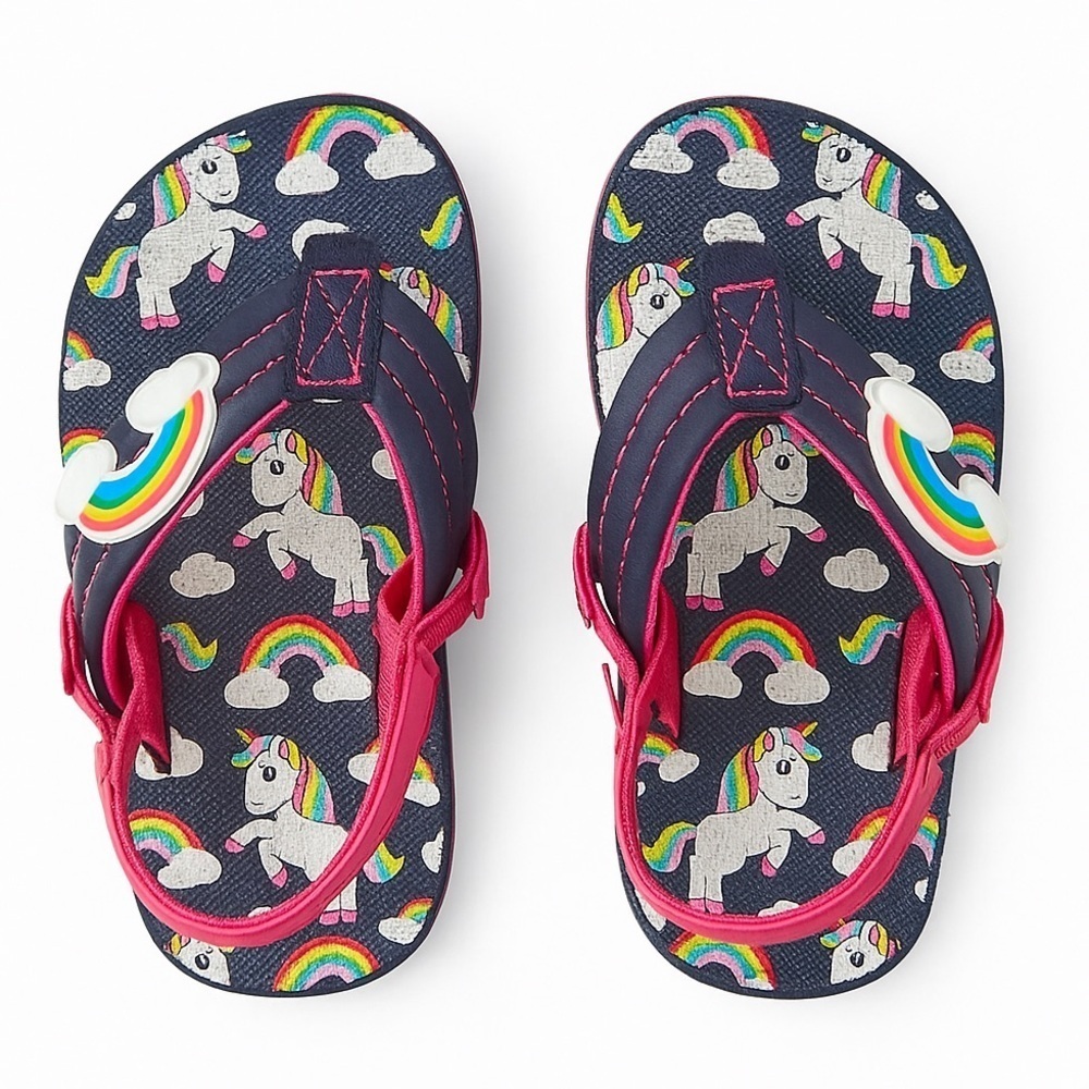 Wonder Nation Rainbows and Unicorns Beach Flip Flops